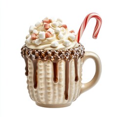 Wall Mural - Hot Cocoa Mug Ornament cream mug marshmallow.