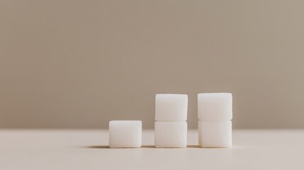 Poster - Three stacks of sugar cubes show increasing height, warning about excessive sugar intake and promoting a healthier lifestyle
