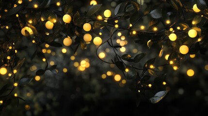 Wall Mural - Garland with yellow lights