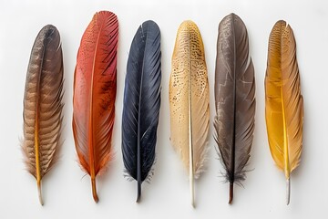 Sticker - A Beautiful Array of Colorful Feathers Displayed in a Line