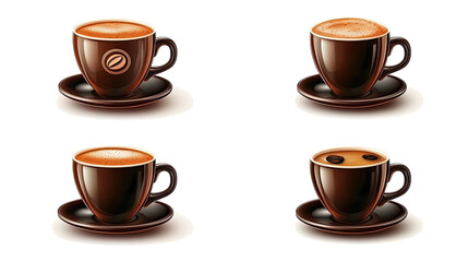 Poster - Realistic Set of Espresso Coffee Cups for Advertising Concepts Generative AI