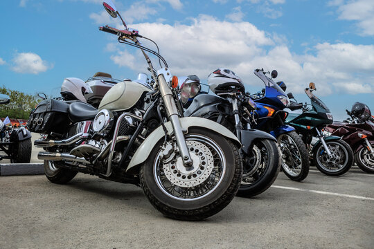 Motorbikes parked