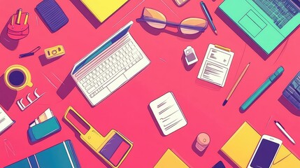 Stock availability flat design top view ecommerce theme cartoon drawing vivid -