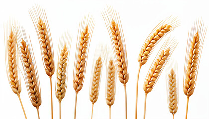 Aufkleber - Wheat ears are isolated on a white background with a clear clipping path and captured in full depth of field using generative AI._00001_