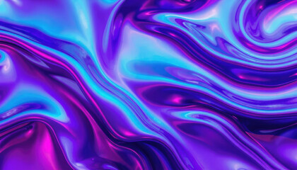 Poster - vibrant and fluid abstract texture featuring shades of purple and blue, creating mesmerizing wave li