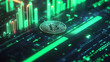 © fastfoodslayer - Rising cryptocurrency chart, green bars and arrows, highdefinition digital render, vibrant colors, finance success concept