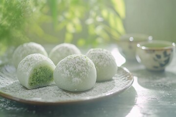 Wall Mural - Green and White Desserts on Table