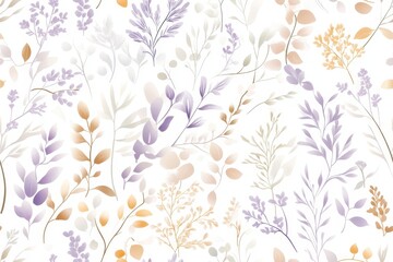 Naklejka na meble Playful floral pattern with purple, pink, and yellow flowers on a white background, perfect for spring-themed or nature-inspired designs.