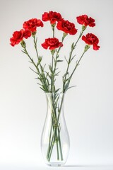 Canvas Print - Red carnations in vase