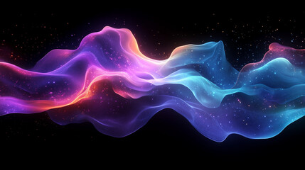 glowing light wave patten in black background grainy gradient noise texture poster banner backdrop a