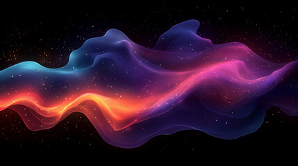 Wall Mural - glowing red magenta light wave patten in black background grainy gradient noise texture poster banne