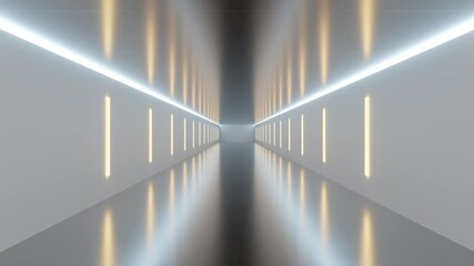 Poster - futuristic minimalist corridor with ambient lighting 4k 60 fps looping animation