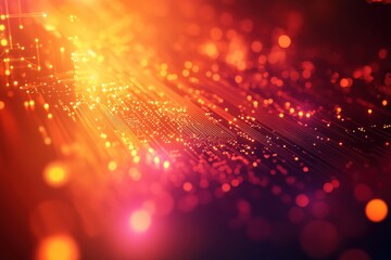 Poster - Abstract representation of digital circuits illuminated by vibrant light effects
