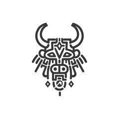 Wall Mural - Stylized Bull Head with Geometric Patterns and Horns