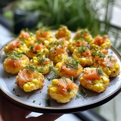 Sticker - Corn & smoked salmon bites