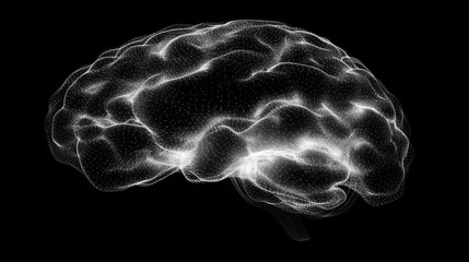 Poster - A laser-etched brain silhouette on black, showcasing neural connections and structure