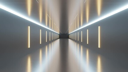 Poster - futuristic minimalist corridor with glowing lights 4k 60 fps looping animation