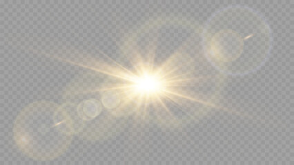 Wall Mural - light flare, glowing light explodes. light ray. shining sun, bright flash. special lens flare light 