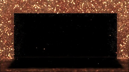 Wall Mural - Golden Particles Shape Frame with Reflection Floor, Alpha Channel, Loop Background