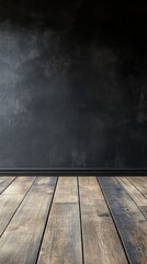 Poster - Sunlight casting shadows in a rustic room with wooden flooring and a large window