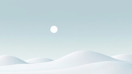Wall Mural - A large white moon is in the sky above a snowy landscape