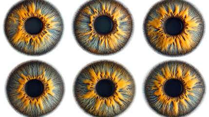 Poster - Close-up Macro Views of Unique Eye Irises on a Transparent Background Generative AI