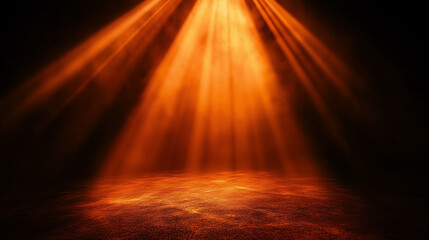 orange spotlight on stage  isolated on black background