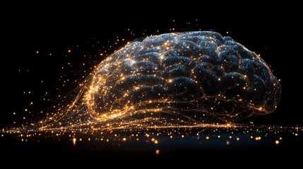 Poster - a sparkling silhouette of a brain showcasing creativity and intelligence against a dark background