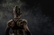 © darshika - Strong female boxer on dark background  back view