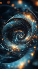 Wall Mural - swirling galaxy of stars and cosmic dust in vibrant blue and gold tones against the dark void of spa