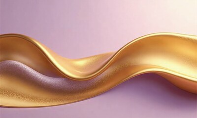 Golden flowing waves smooth metallic curves abstract design