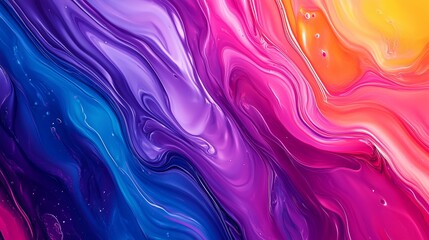 Poster - Colorful abstract swirl of purple, pink, and orange hues blending together in a vibrant display of fluid art