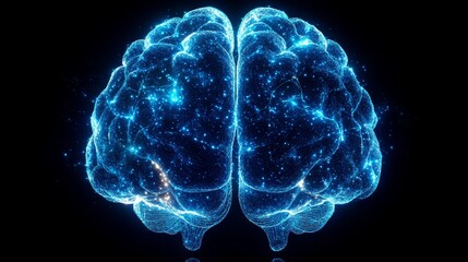 Poster - Brain silhouette with network nodes showing complex neural connections digitally
