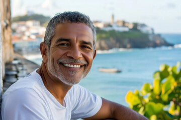 Wall Mural - Smiling Man by the Ocean