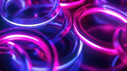 Poster - Experience the mesmerizing glow of colorful rings swirling in luminous pink and blue shades, creating an enchanting atmosphere