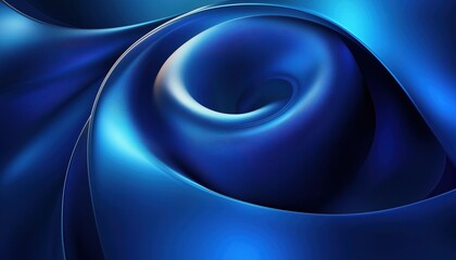 Poster - Glowing Geometric Shape In Dark Blue Abstract: Modern Gradient Circle With Swirl Circular Element. Elegant Futuristic Technology Graphic.