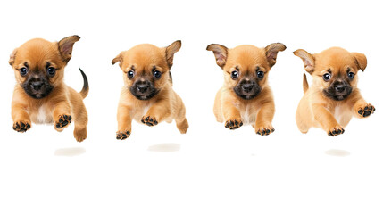 Poster - Joyful Maltipoo Puppies Playing on White Background Generative AI
