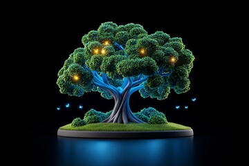 Wall Mural - mystical forest with golden trees. stock illustration.
