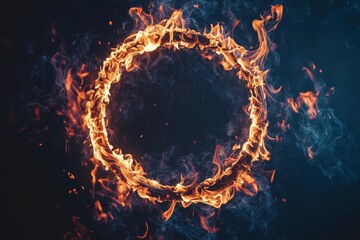 An intense and energetic fire background with a glowing ring of flames