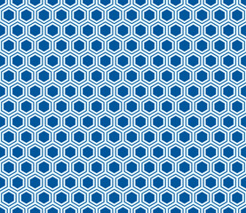 Poster - Hexagon geometric shapes background. Royal Blue color on matching background. Hexagon mosaic composition with inner solid cells. Hexagon cells. Seamless design. Tileable vector illustration.