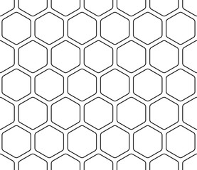 Poster - Hexagon Pattern. Black color on matching background. Rounded hexagons mosaic pattern. Large hexagon shapes. Seamless design. Tileable vector illustration.
