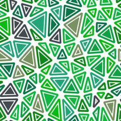 Poster - Minimal geometric background. Rounded solid shapes in frames. Medium triangle size. Multiple colors style. Repeatable pattern. Stylish vector tiles. Seamless vector illustration.