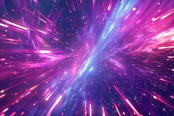 Wall Mural - Abstract Cosmic Background with Pink and Blue Streaks and Stars