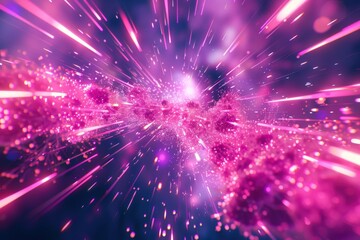 Wall Mural - Abstract Pink and Purple Light Streaks and Particles