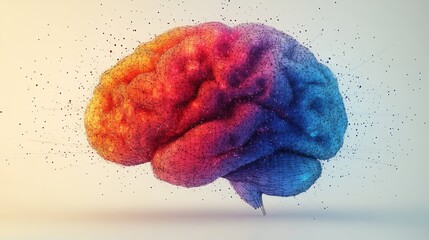 Poster - A brain silhouette in thin lines with a colorful gradient background