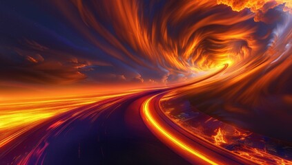 Wall Mural - a swirling sky filled with fiery clouds. ai.