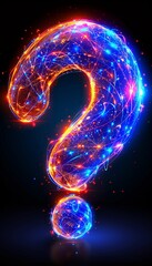 Poster - A vibrant question mark composed of swirling lights and energy illuminates against a dark backdrop. The colorful strands create a mesmerizing effect, inviting curiosity and intrigue.