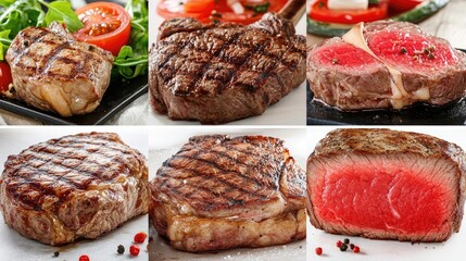 Poster - Delicious Grilled Steaks Served on Tables With Fresh Sides and Salads Generative AI