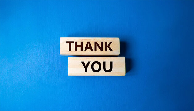 Thank you symbol. Wooden blocks with words Thank you.