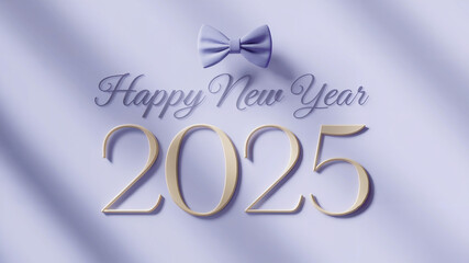 Wall Mural - 2025 with happy new year text on light lavender background 